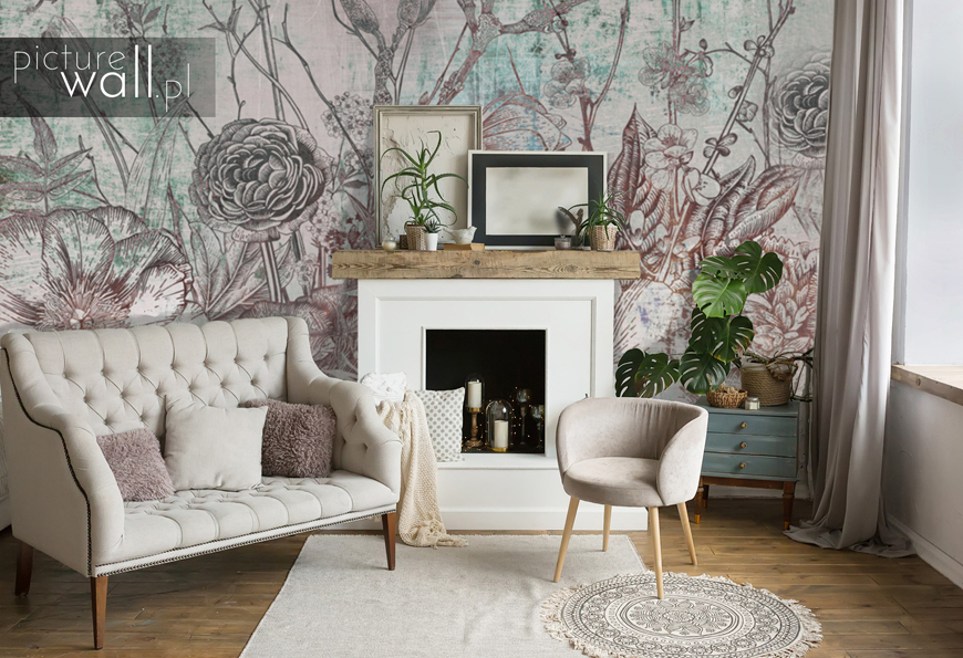 FOTOTAPETA RDZAWE KWIATY